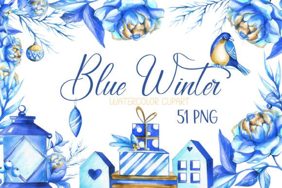 Blue Christmas Watercolor Clipart Set: Illustrations Review