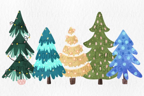 Boho Christmas Trees Png: Stylish Illustrations