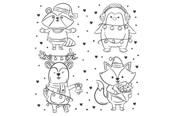 Christmas Animal Character Collection: Festive Illustrations