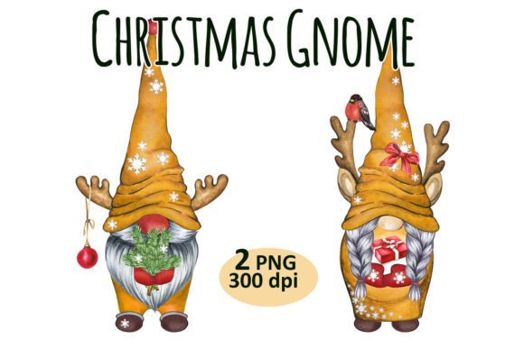 Christmas Deer Gnome Clipart: Festive Illustrations