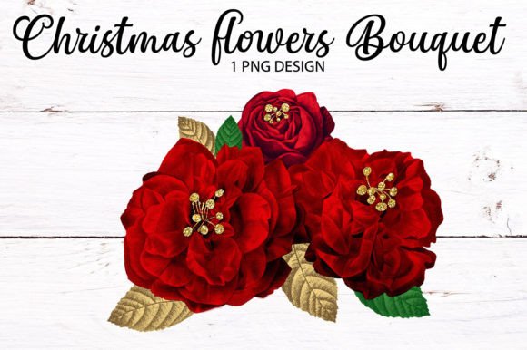Christmas Flowers Bouquet: Premium Illustrations for Festive Branding