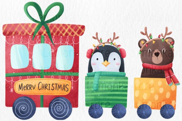 Christmas Gift Animals Train Png: Review for Illustrations