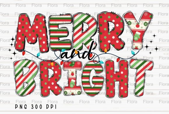 Christmas Merry and Bright Doodle PNG: Festive Illustrations