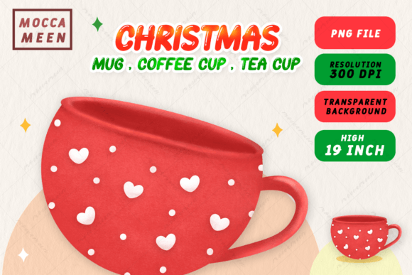 Christmas Red Mug Polka Dot and Heart Illustrations Review