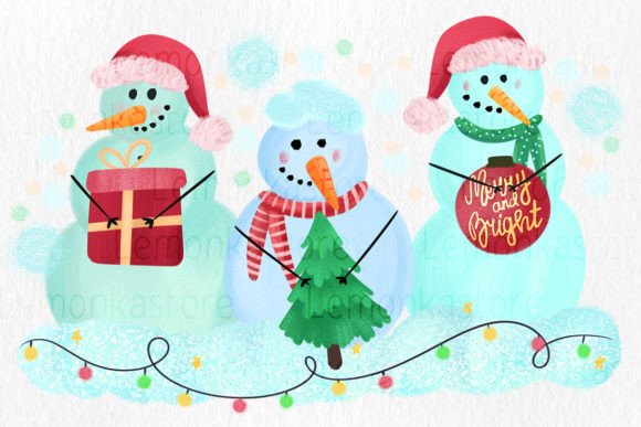 Christmas Snowman Winter Png Sublimation: Festive Illustrations