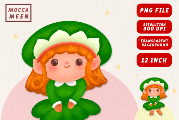 Cute ELF Girl Christmas Character for Illustrations