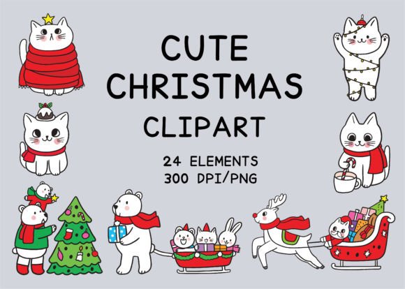 Cute Funny Christmas Character Cartoon for Illustrations
