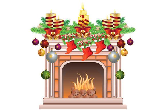 Decorated Christmas Fireplace Illustrations Review