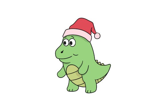 Dinosaur Walking Wearing Christmas Hat Illustrations Review
