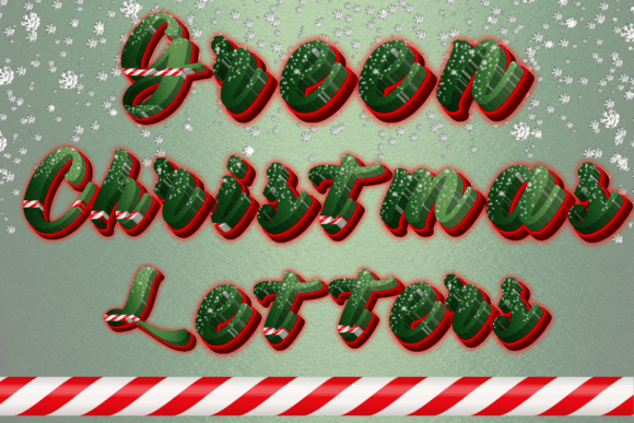 Green Christmas PNG Letters: Festive Illustrations
