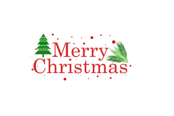 Merry Christmas Text with Tree Decor: Festive Illustrations