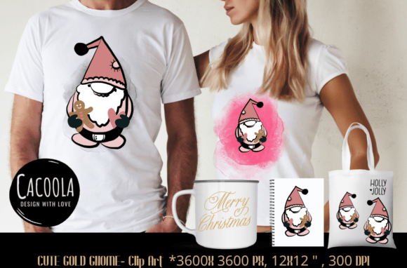 Retro Pink Gnome Gold: Fresh Illustrations