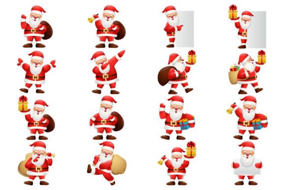 Reviewing Christmas Santa Claus Cartoon Clipart Illustrations