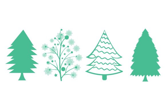Tree Christmas Set Decoration: Festive Illustrations