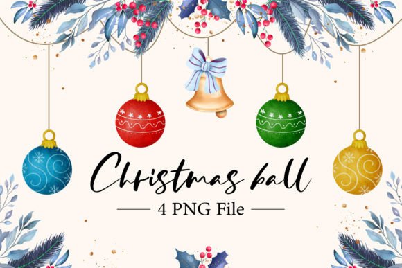 Watercolor Christmas Ball Decor Clipart: Festive Illustrations