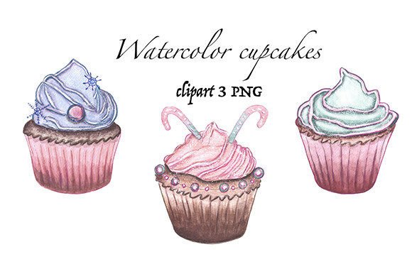 Watercolor Christmas Cupcake: Festive Illustrations