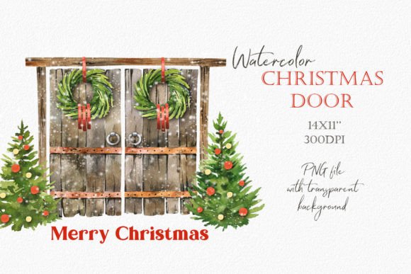 Watercolor Christmas Farm Background: Festive Illustrations